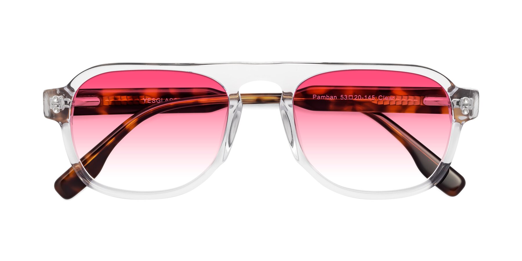 Folded Front of Pamban in Clear with Pink Gradient Lenses