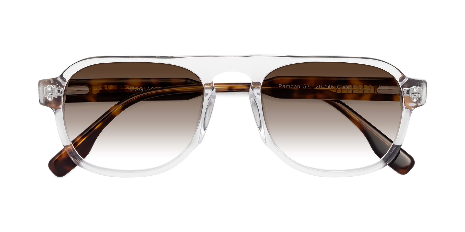 Folded Front of Pamban in Clear with Brown Gradient Lenses