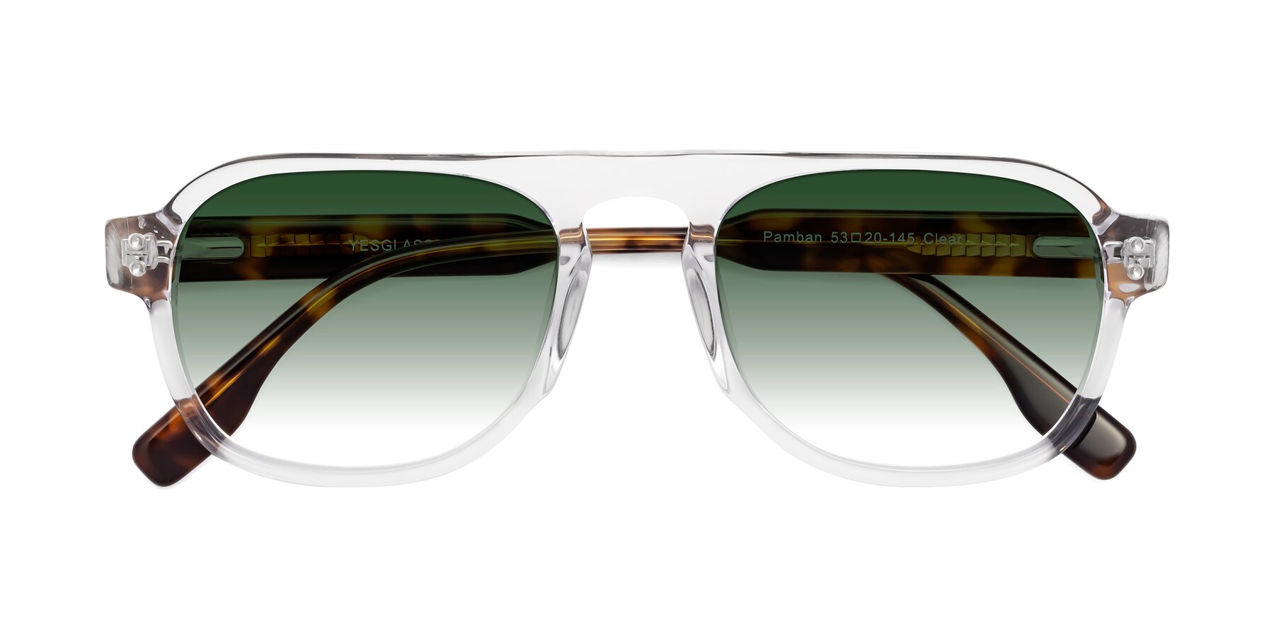 Folded Front of Pamban in Clear with Green Gradient Lenses
