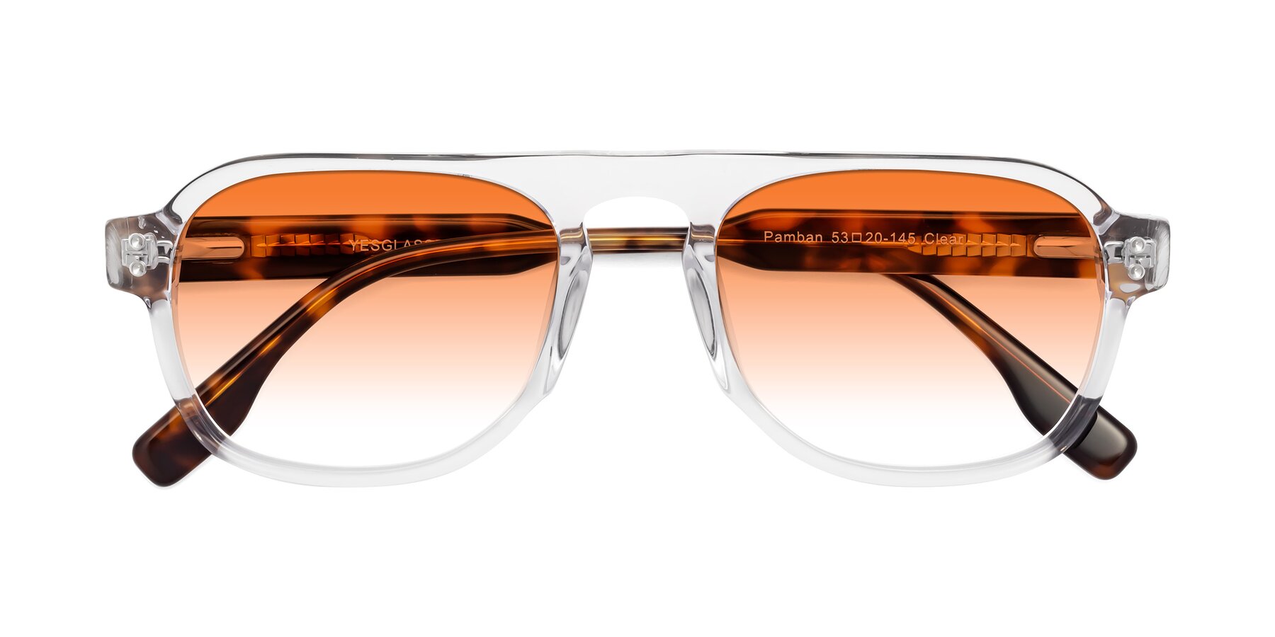 Folded Front of Pamban in Clear with Orange Gradient Lenses