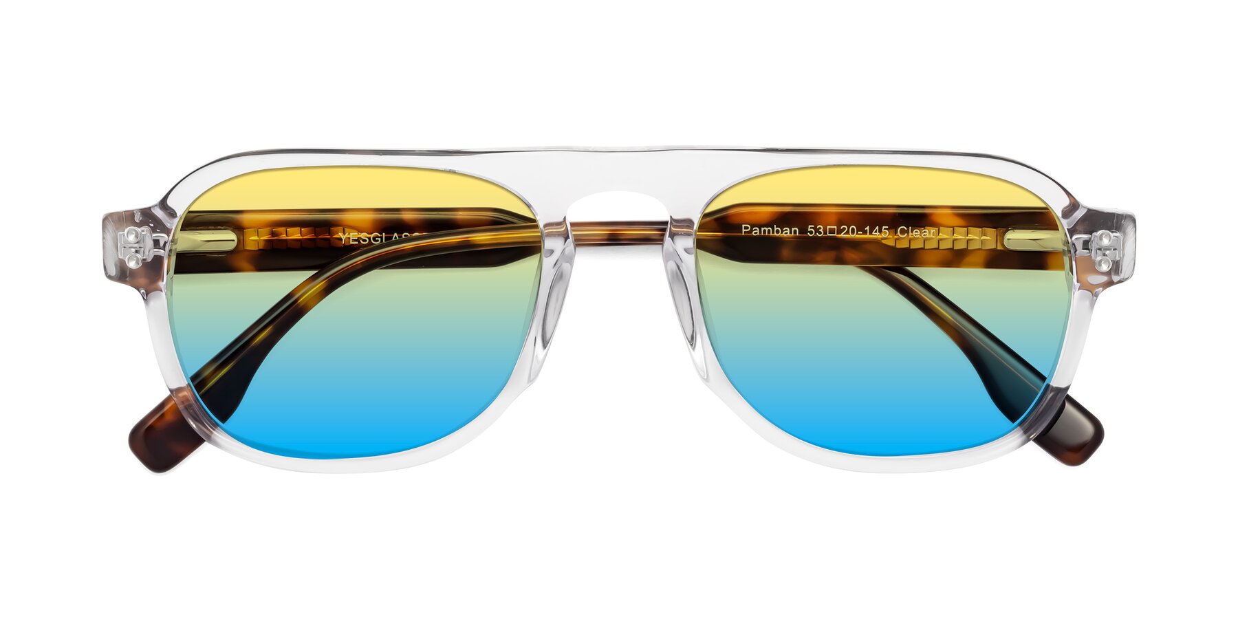 Folded Front of Pamban in Clear with Yellow / Blue Gradient Lenses