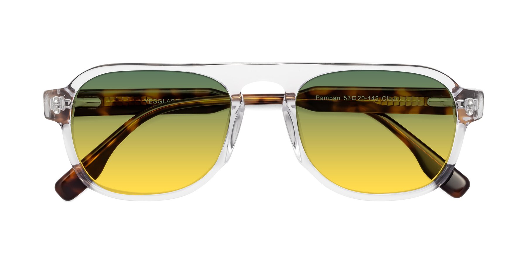 Folded Front of Pamban in Clear with Green / Yellow Gradient Lenses