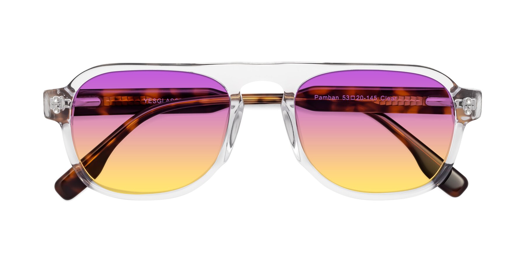 Folded Front of Pamban in Clear with Purple / Yellow Gradient Lenses