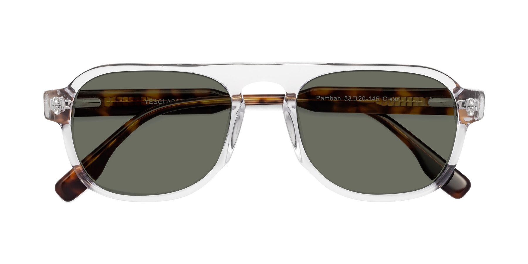 Folded Front of Pamban in Clear with Gray Polarized Lenses
