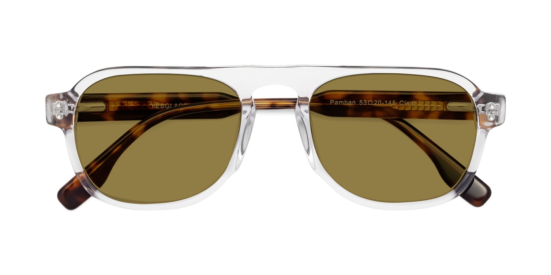 Folded Front of Pamban in Clear with Brown Polarized Lenses