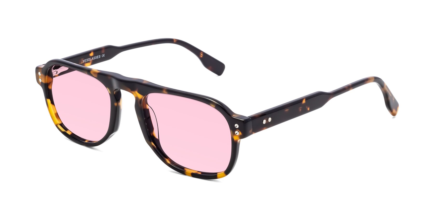 Angle of Pamban in Tortoise with Light Pink Tinted Lenses