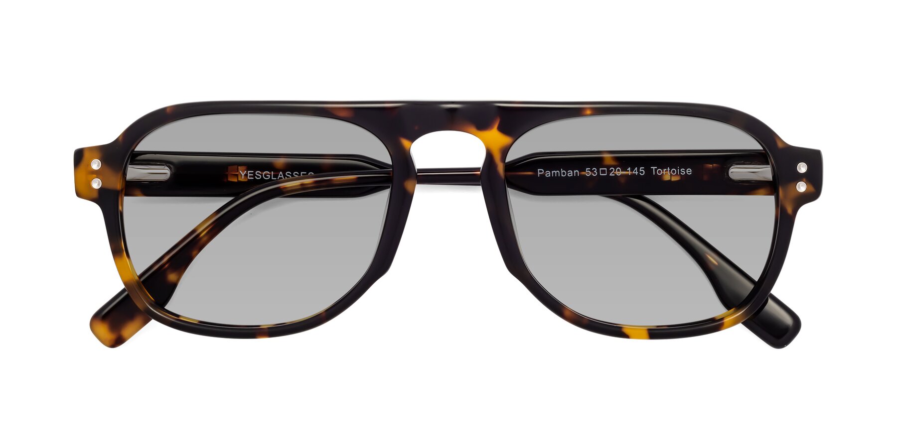 Folded Front of Pamban in Tortoise with Light Gray Tinted Lenses