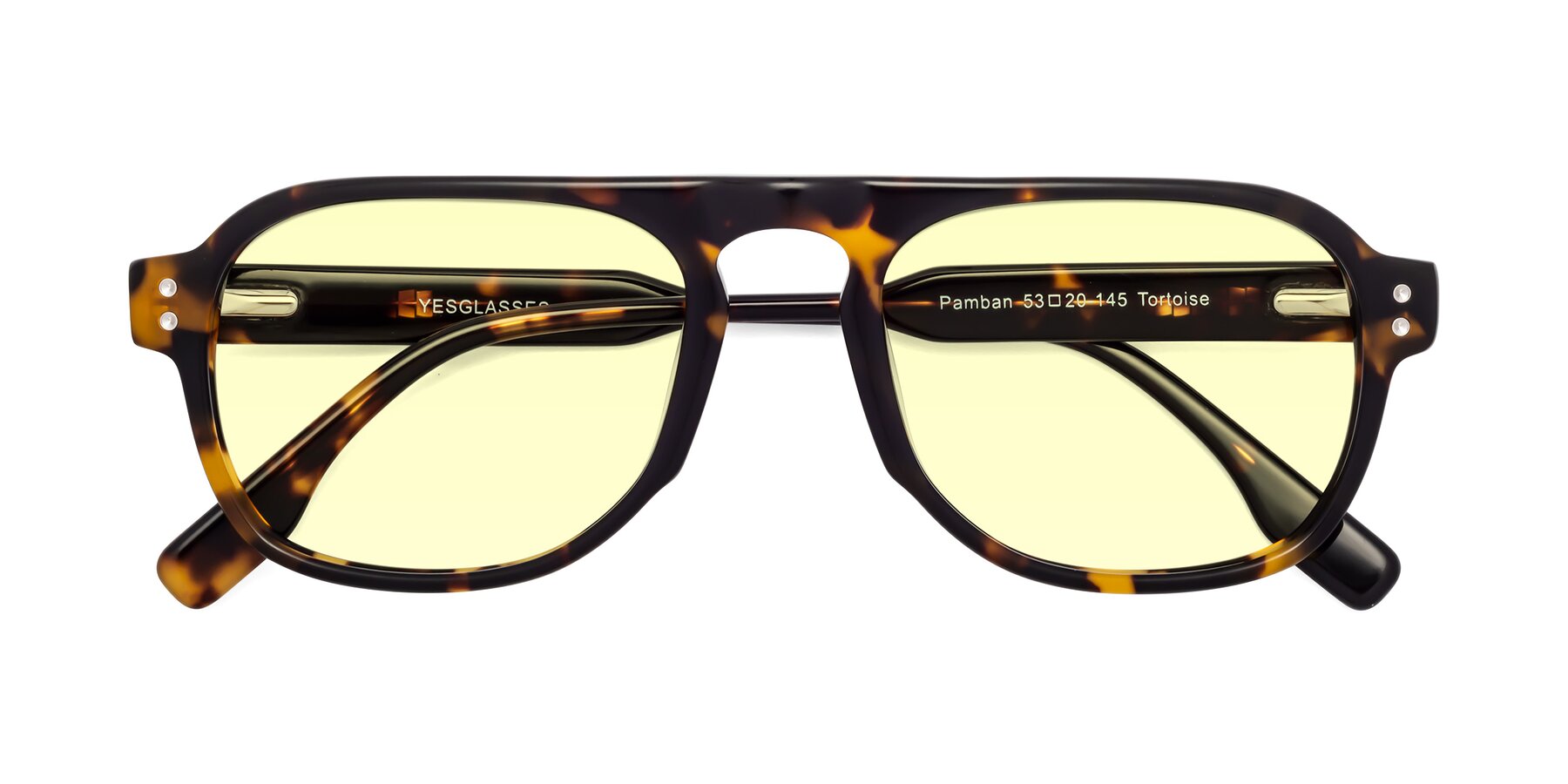 Folded Front of Pamban in Tortoise with Light Yellow Tinted Lenses