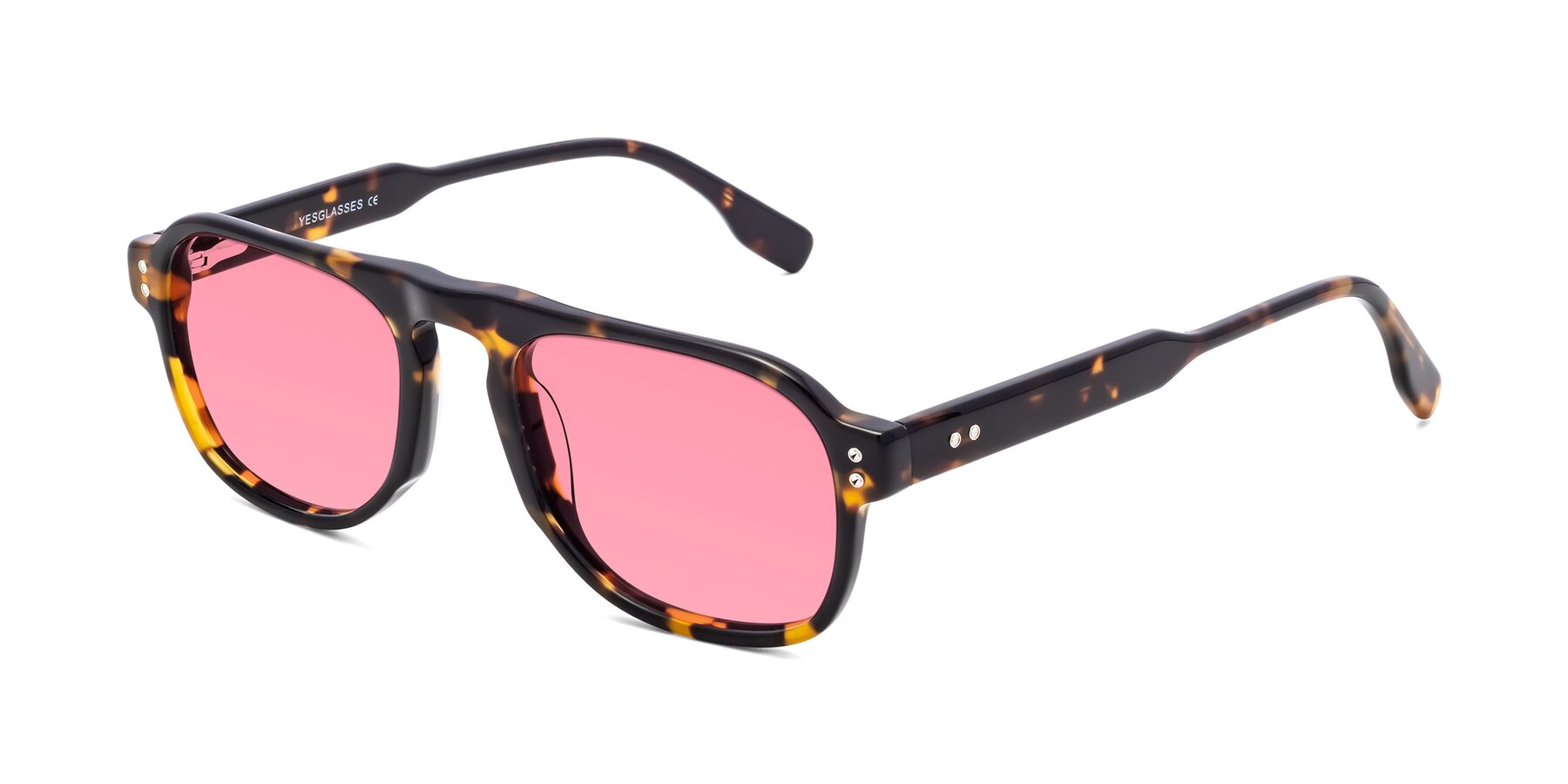 Angle of Pamban in Tortoise with Pink Tinted Lenses