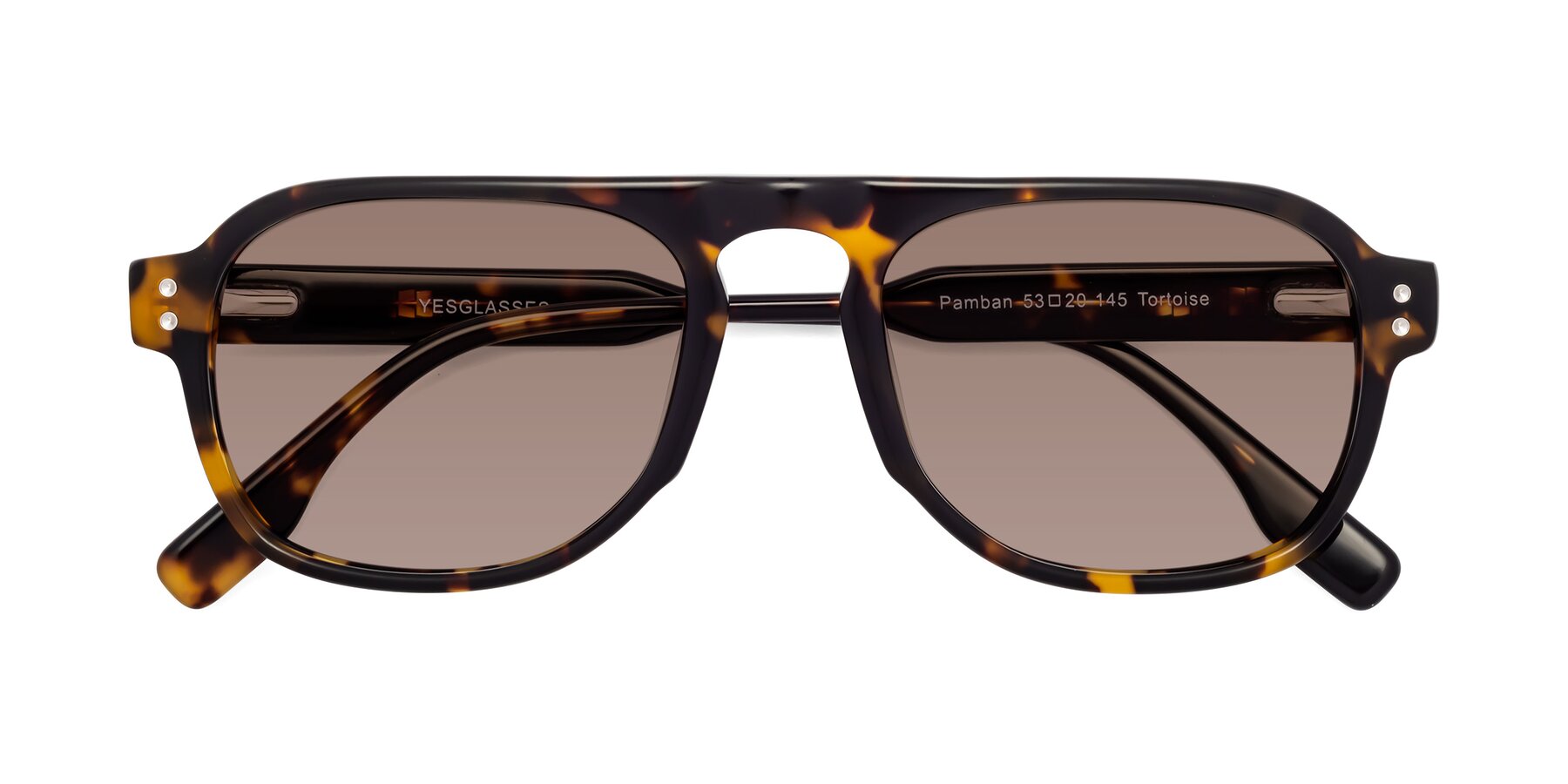 Folded Front of Pamban in Tortoise with Medium Brown Tinted Lenses