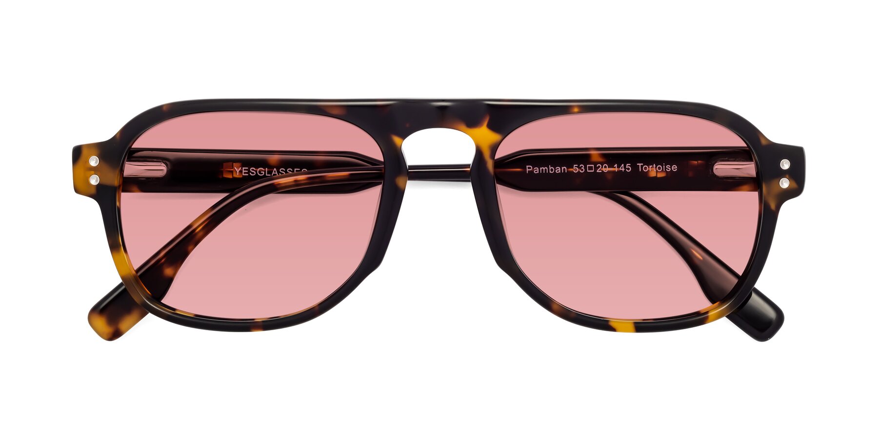 Folded Front of Pamban in Tortoise with Medium Garnet Tinted Lenses