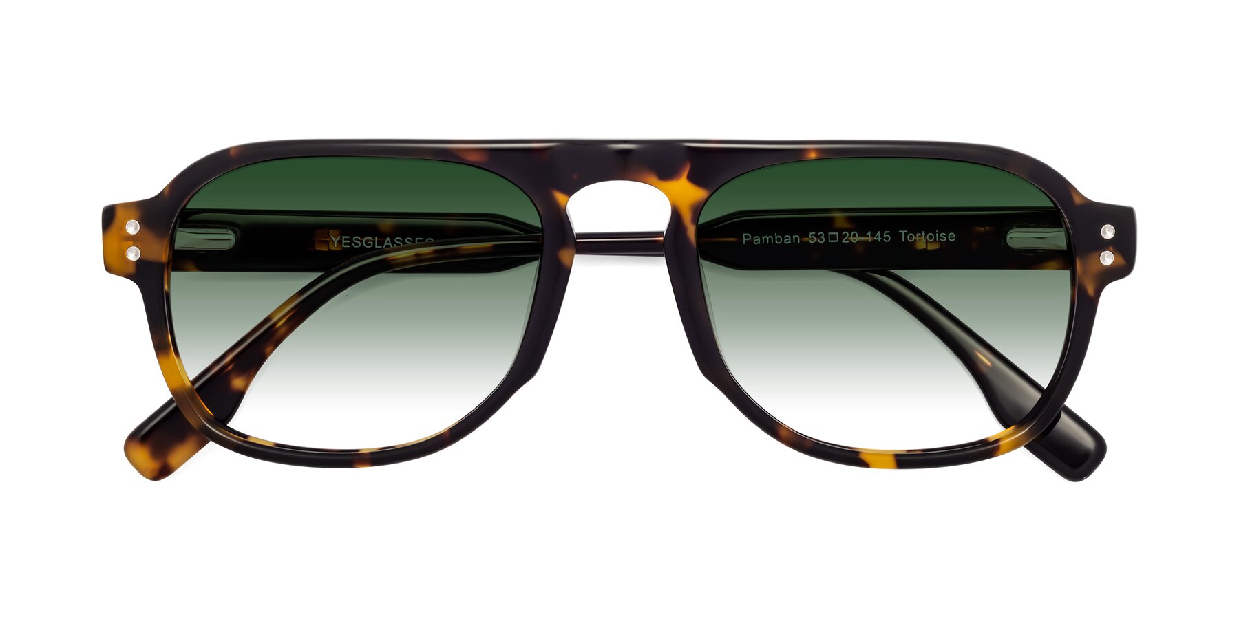 Folded Front of Pamban in Tortoise with Green Gradient Lenses