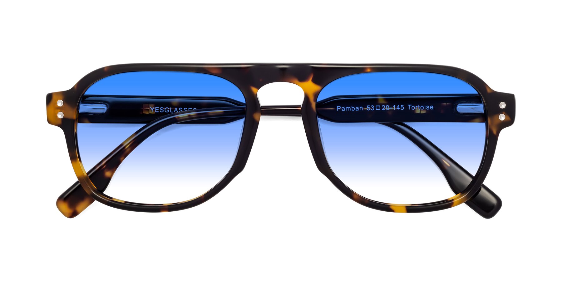 Folded Front of Pamban in Tortoise with Blue Gradient Lenses
