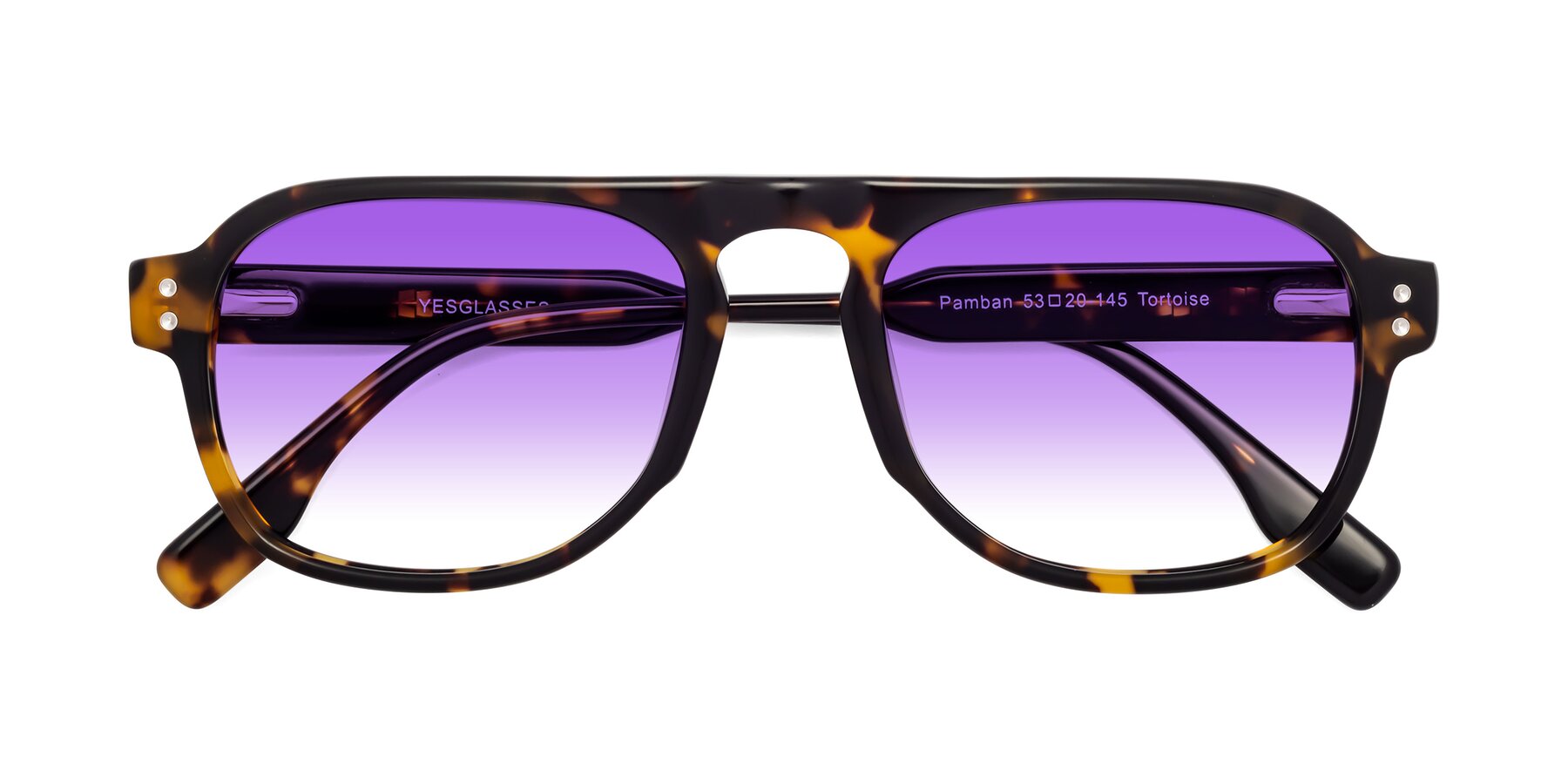 Folded Front of Pamban in Tortoise with Purple Gradient Lenses