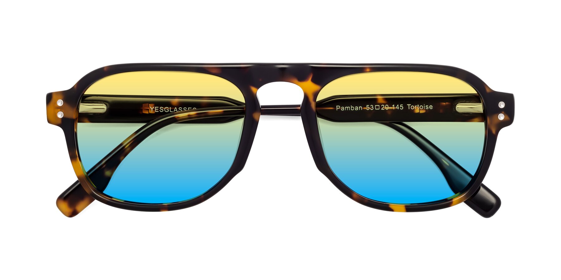 Folded Front of Pamban in Tortoise with Yellow / Blue Gradient Lenses