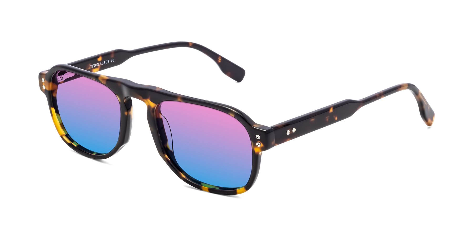 Angle of Pamban in Tortoise with Pink / Blue Gradient Lenses