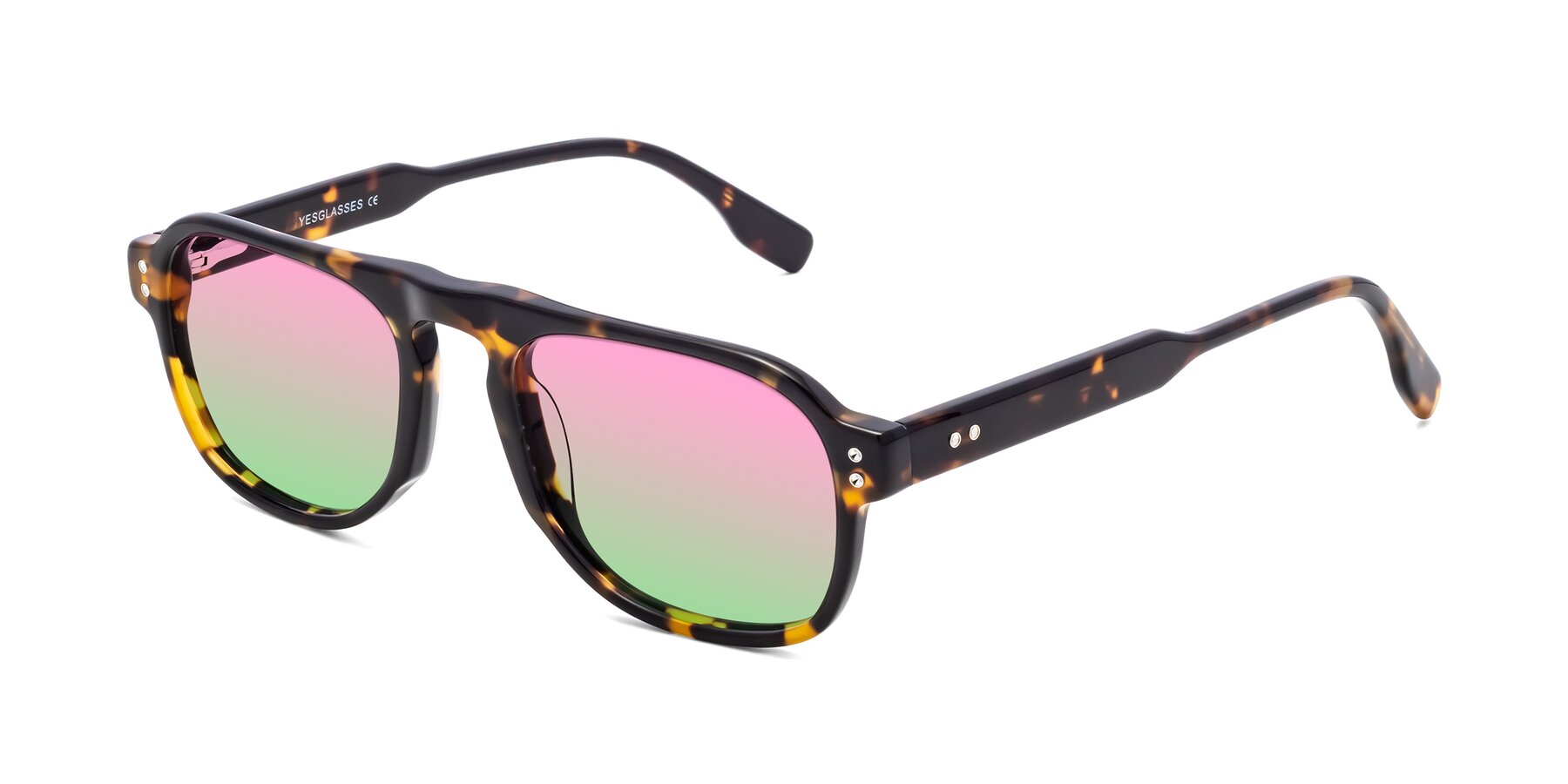 Angle of Pamban in Tortoise with Pink / Green Gradient Lenses
