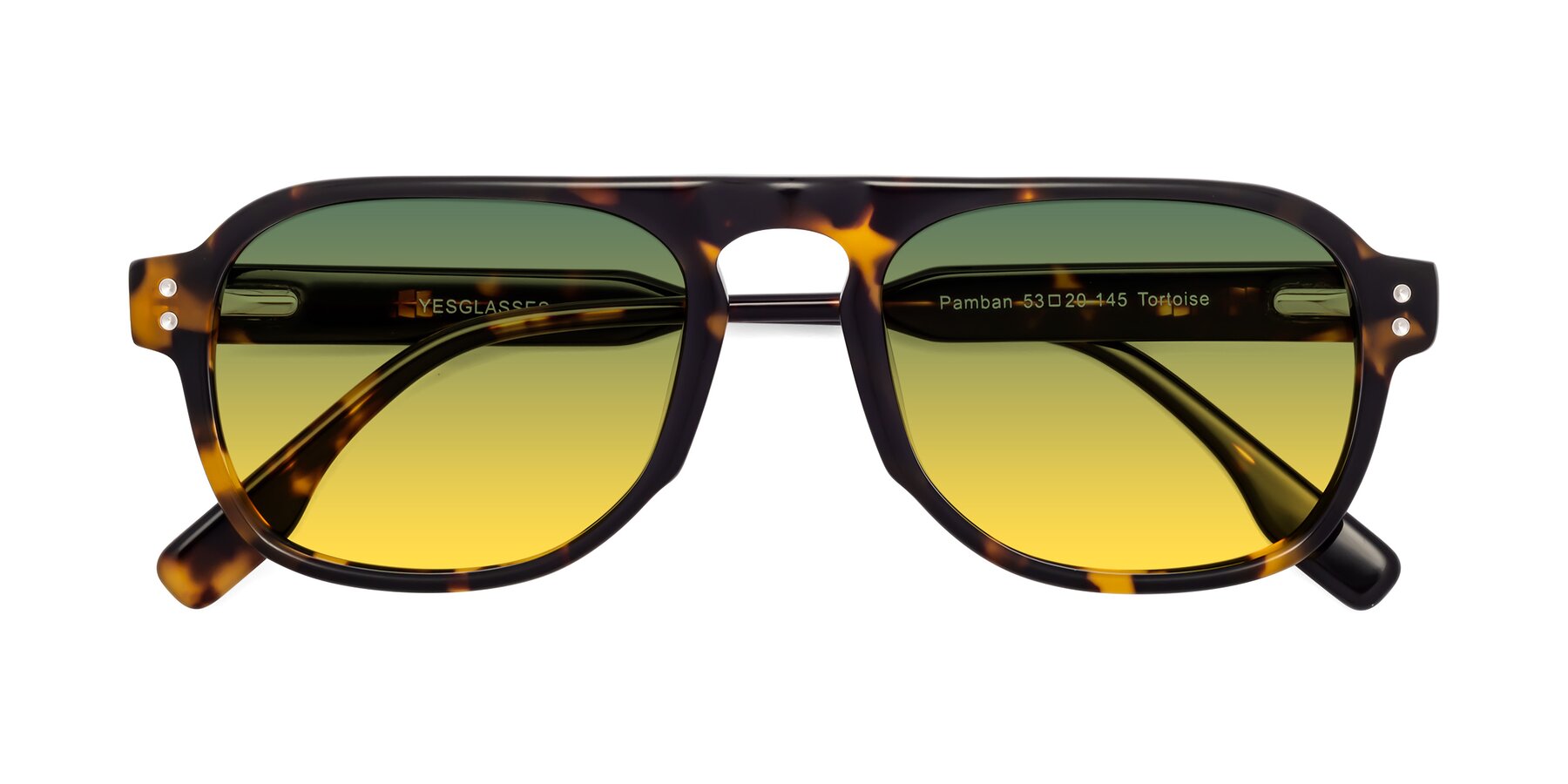 Folded Front of Pamban in Tortoise with Green / Yellow Gradient Lenses