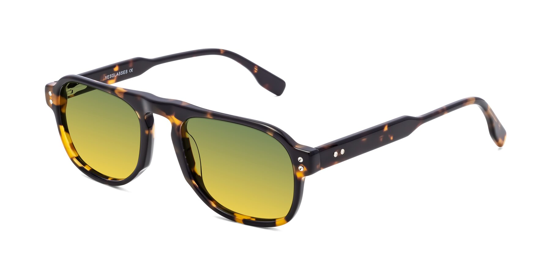 Angle of Pamban in Tortoise with Green / Yellow Gradient Lenses