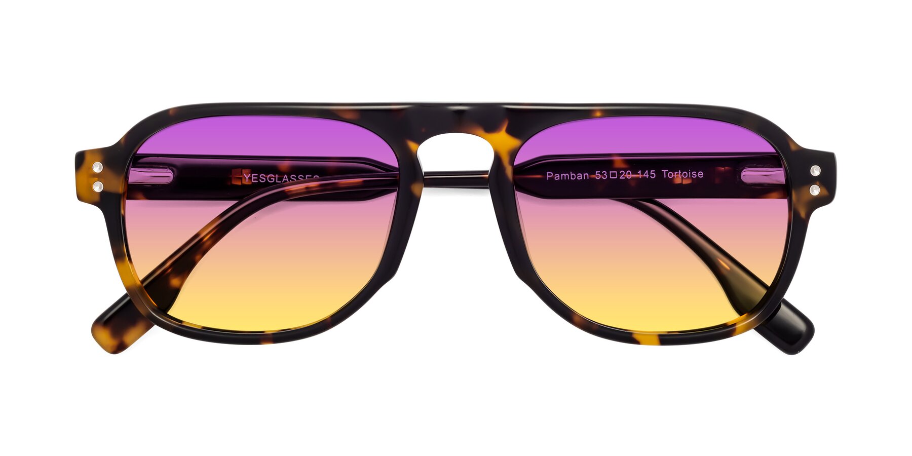 Folded Front of Pamban in Tortoise with Purple / Yellow Gradient Lenses