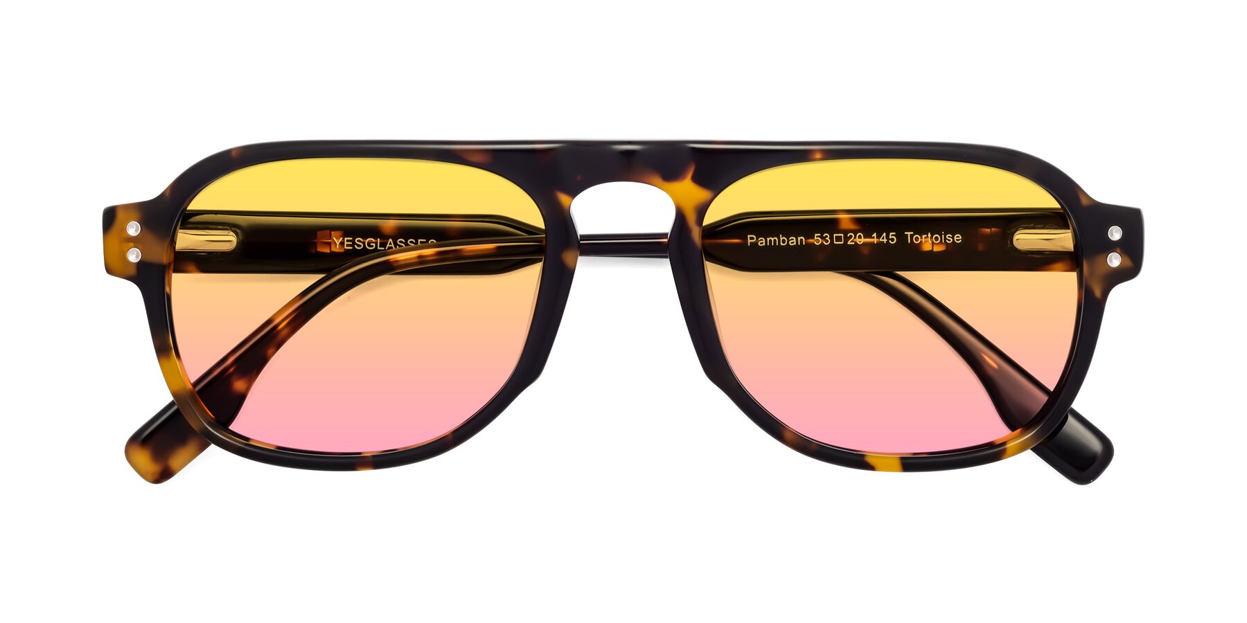 Folded Front of Pamban in Tortoise with Yellow / Pink Gradient Lenses