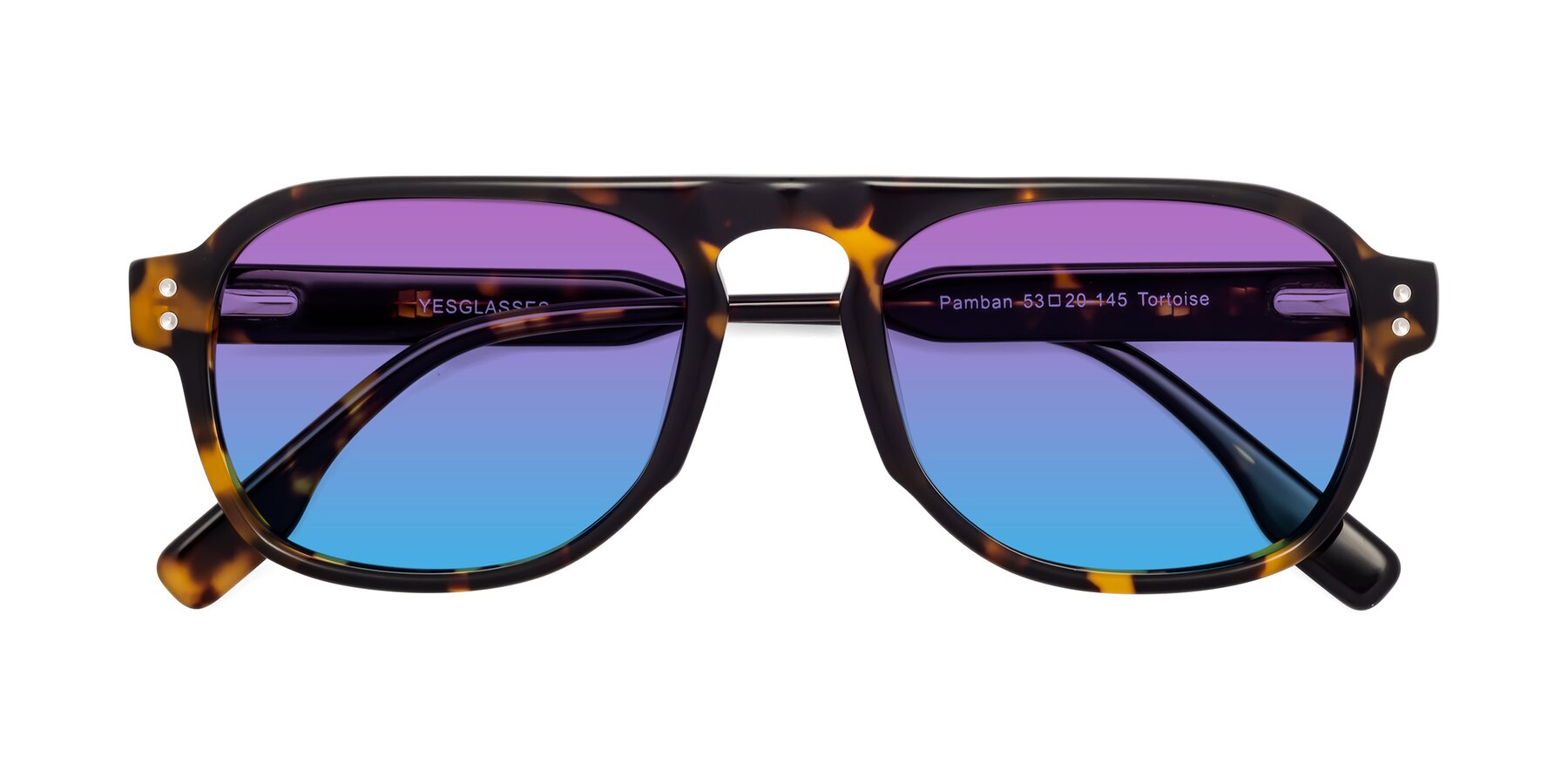 Folded Front of Pamban in Tortoise with Purple / Blue Gradient Lenses