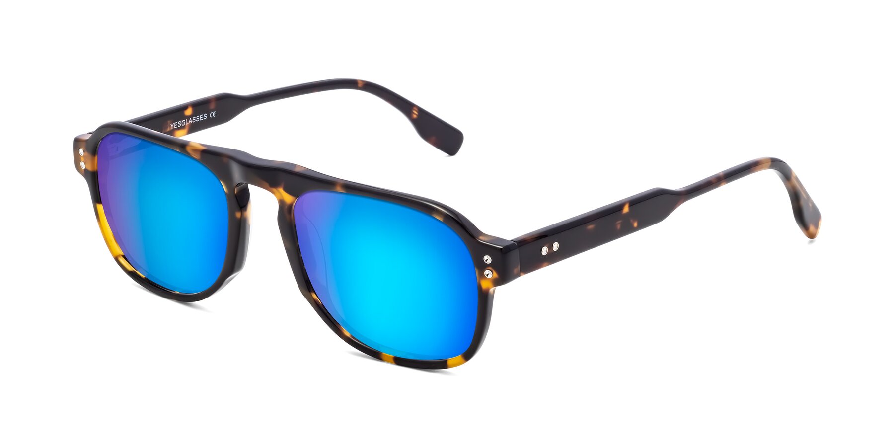 Angle of Pamban in Tortoise with Blue Mirrored Lenses