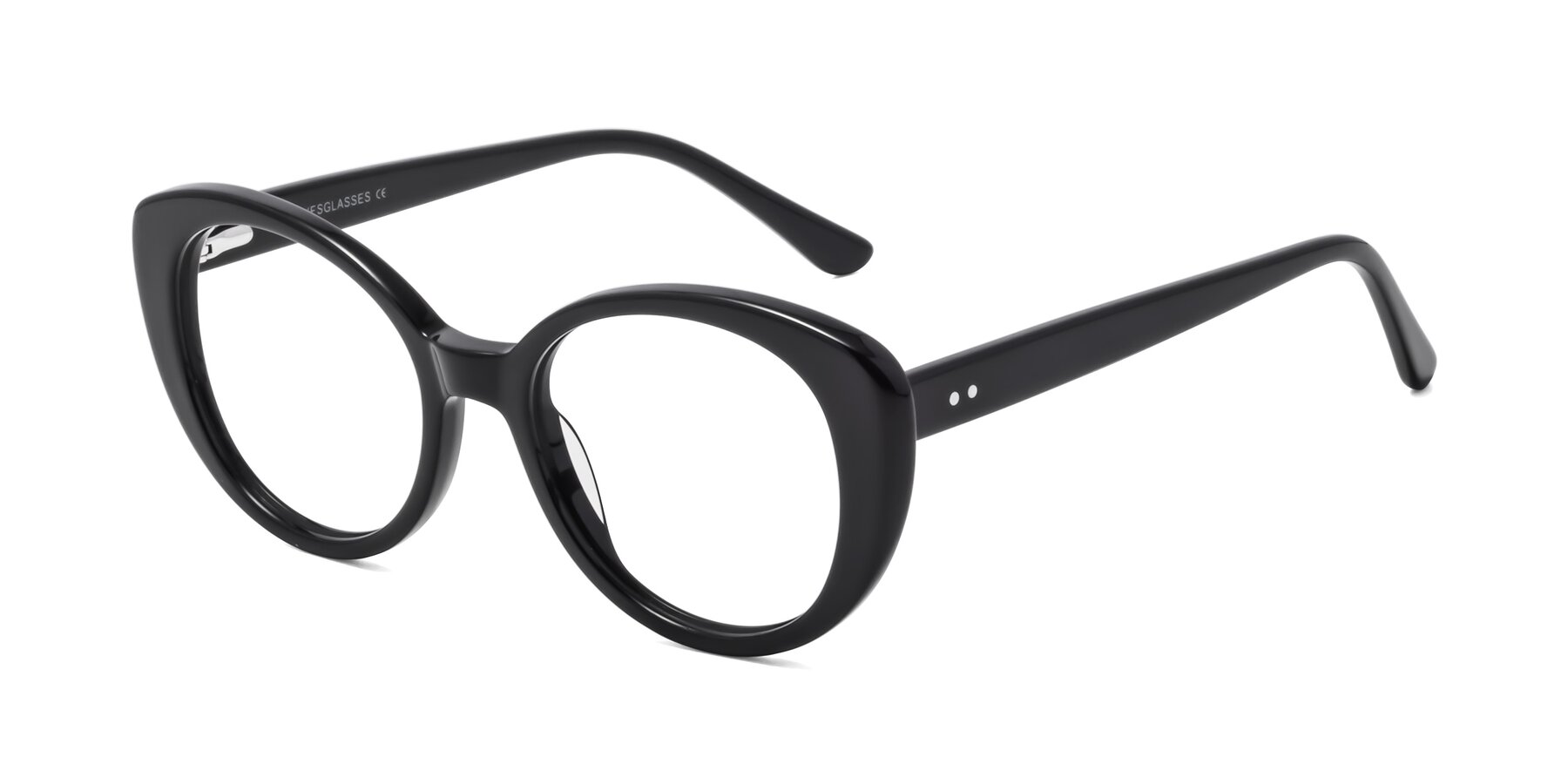 Angle of Pebble in Black with Clear Eyeglass Lenses