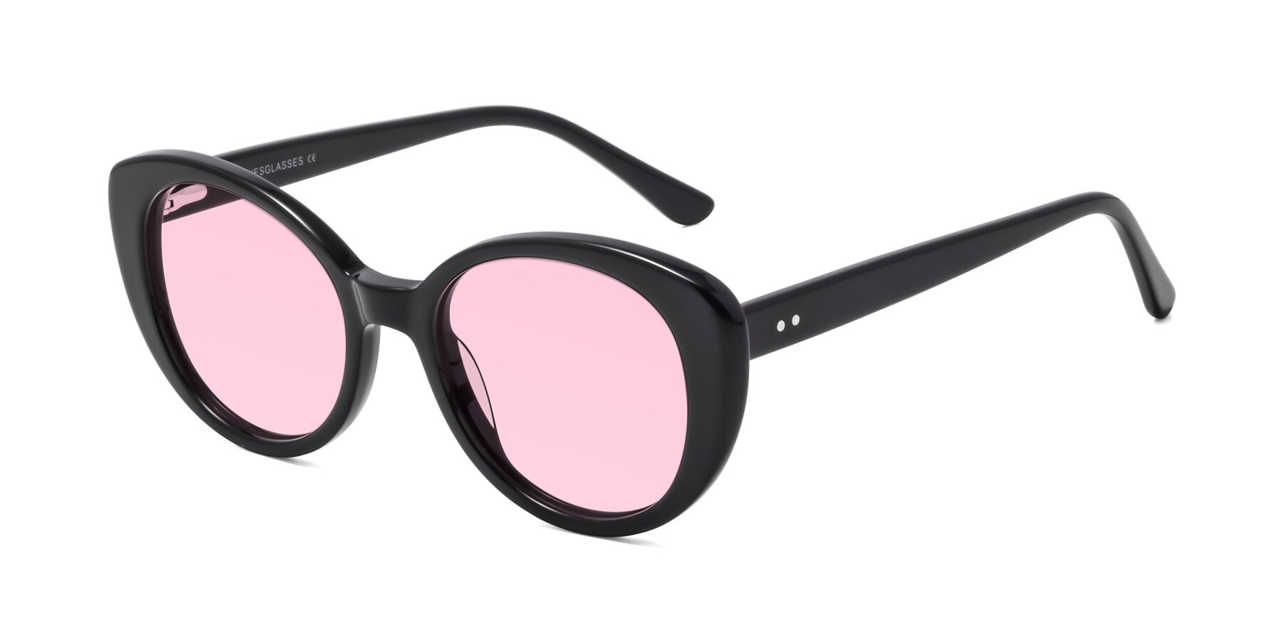 Angle of Pebble in Black with Light Pink Tinted Lenses