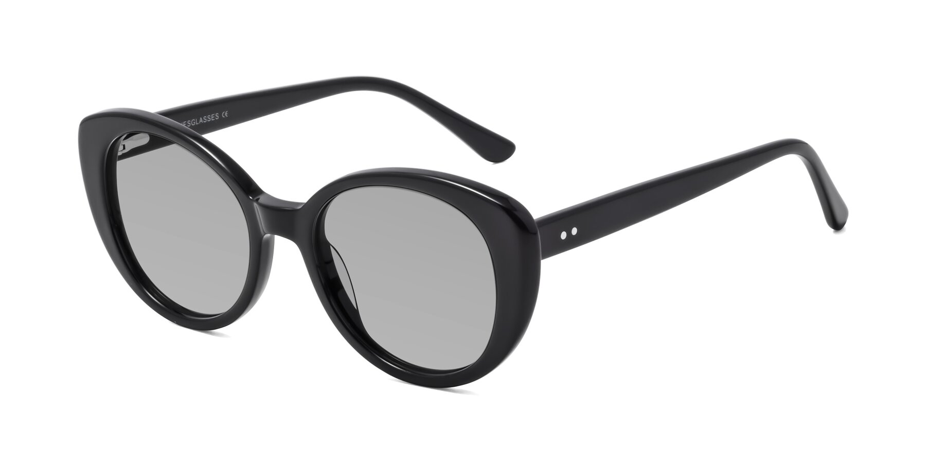 Angle of Pebble in Black with Light Gray Tinted Lenses