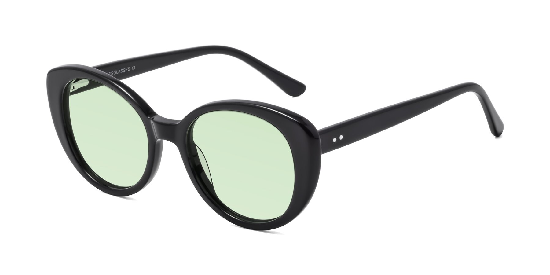 Angle of Pebble in Black with Light Green Tinted Lenses