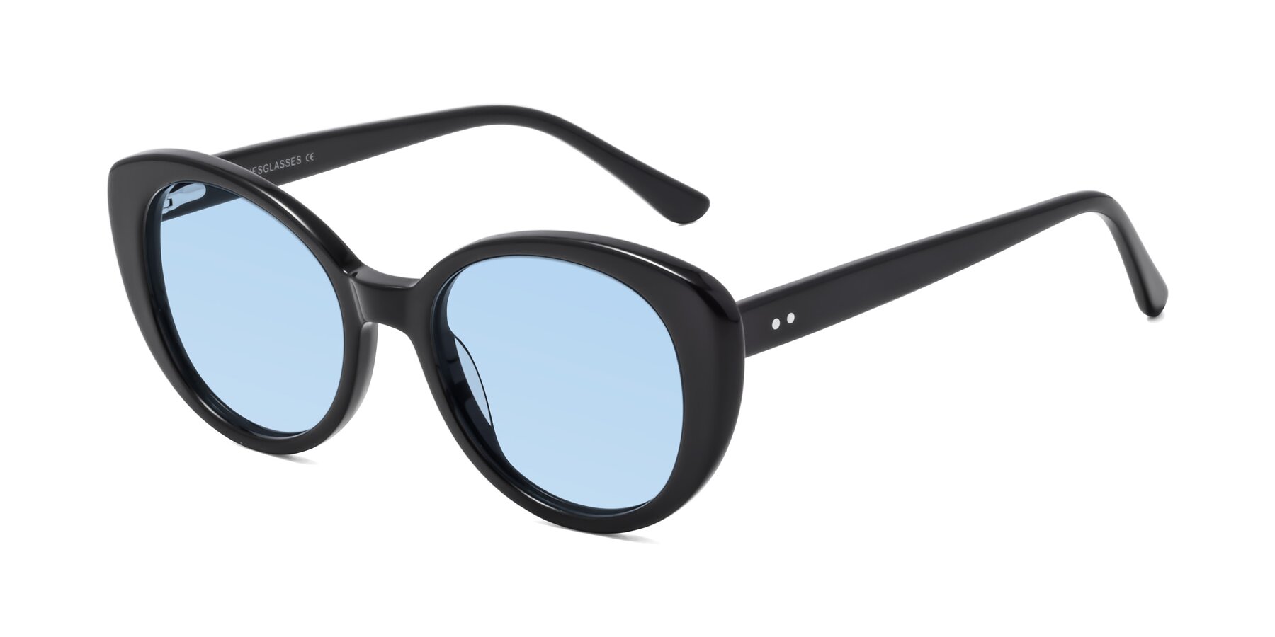 Angle of Pebble in Black with Light Blue Tinted Lenses