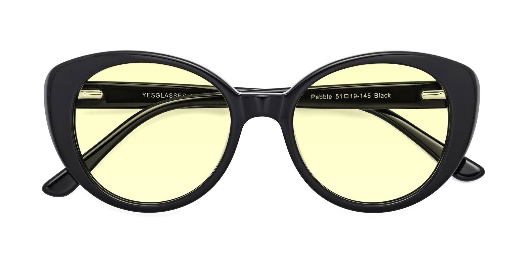 Folded Front of Pebble in Black with Light Yellow Tinted Lenses