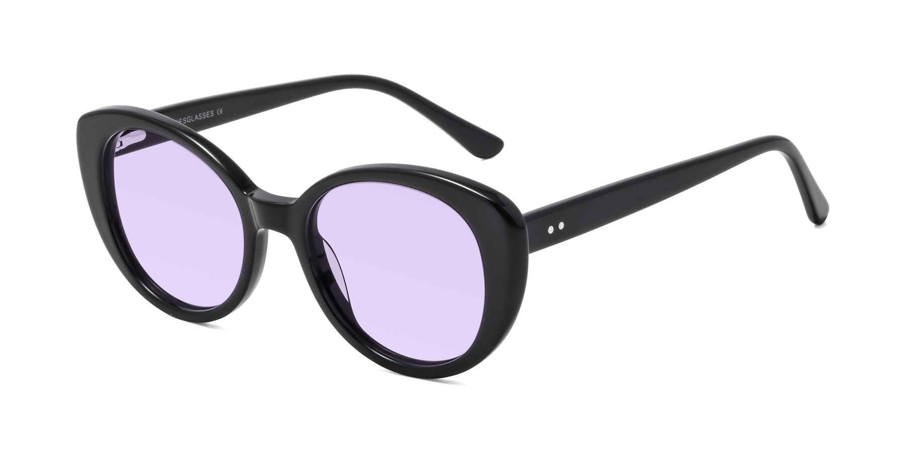 Angle of Pebble in Black with Light Purple Tinted Lenses