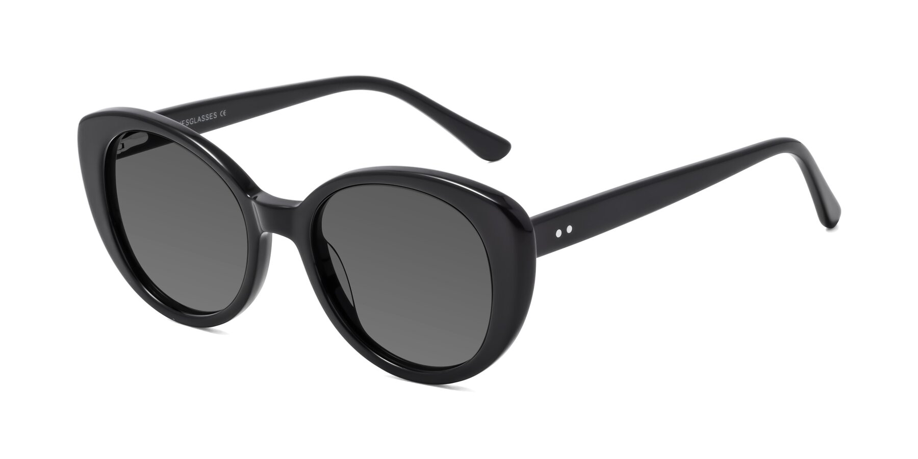 Angle of Pebble in Black with Medium Gray Tinted Lenses