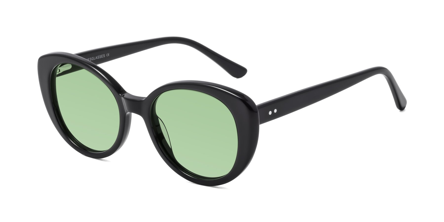 Angle of Pebble in Black with Medium Green Tinted Lenses