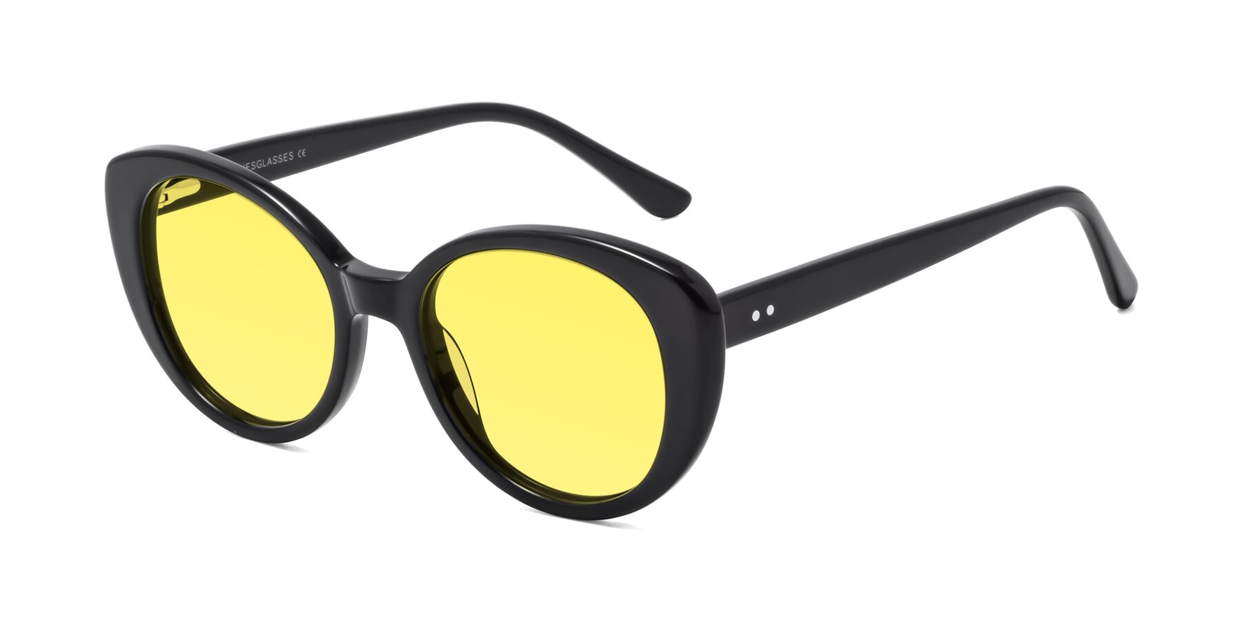 Angle of Pebble in Black with Medium Yellow Tinted Lenses