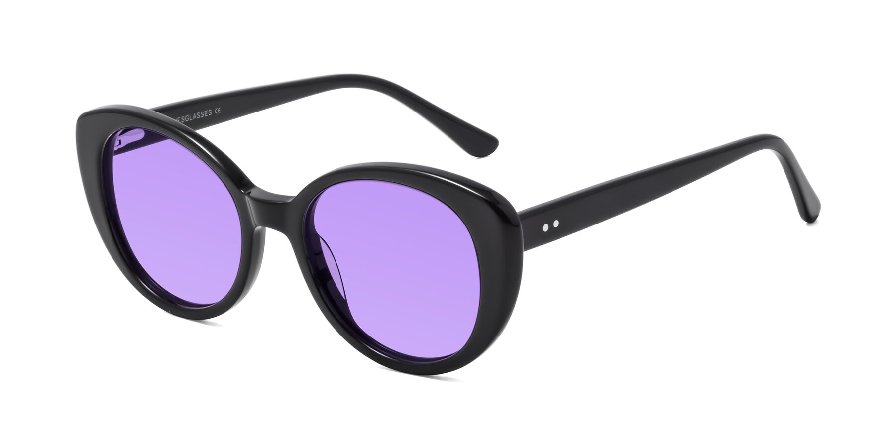 Angle of Pebble in Black with Medium Purple Tinted Lenses