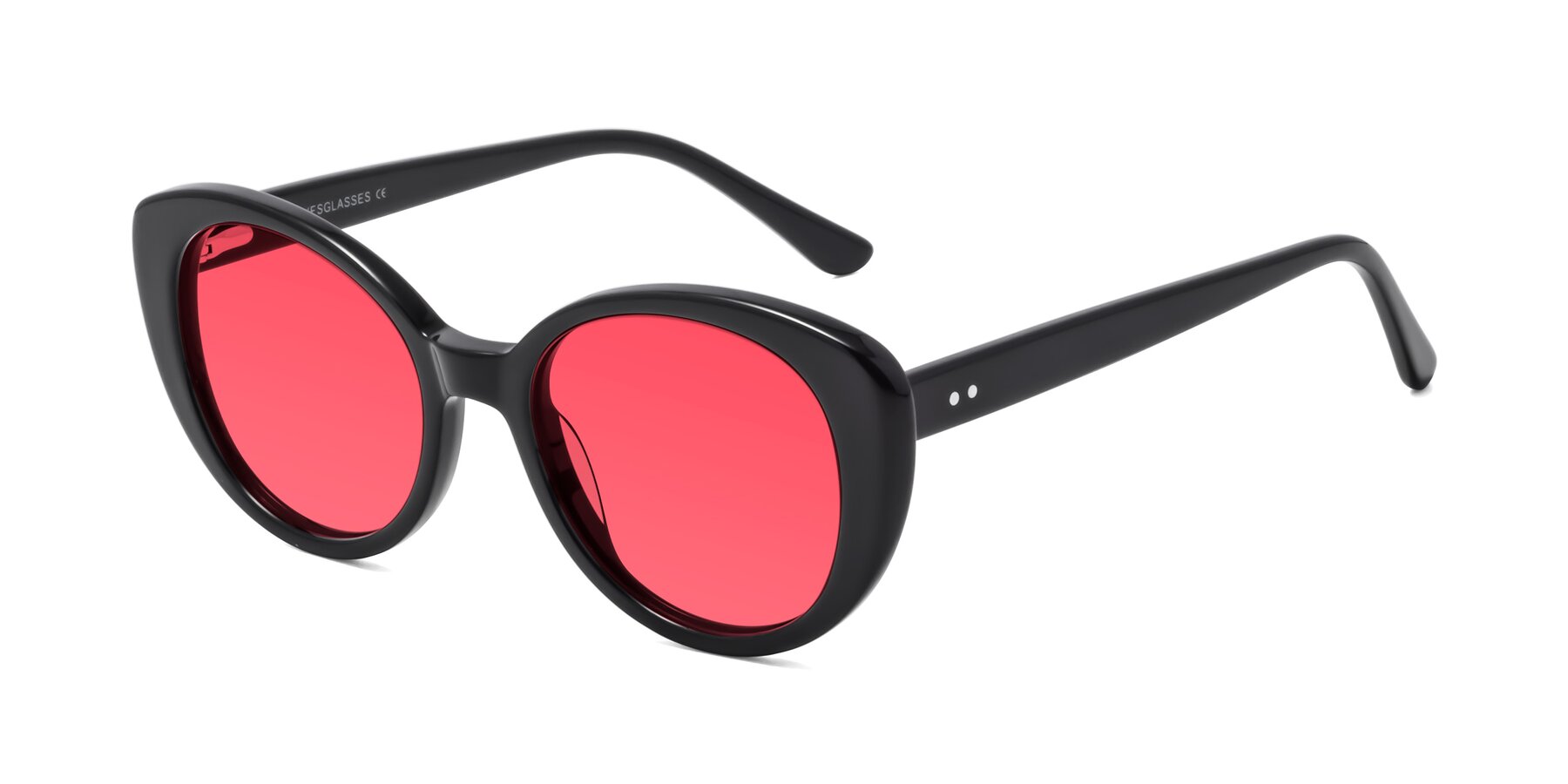 Angle of Pebble in Black with Red Tinted Lenses