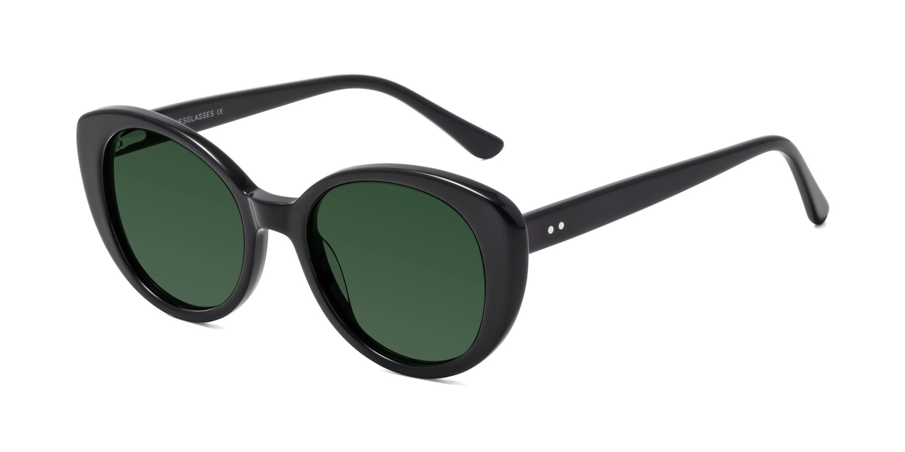 Angle of Pebble in Black with Green Tinted Lenses