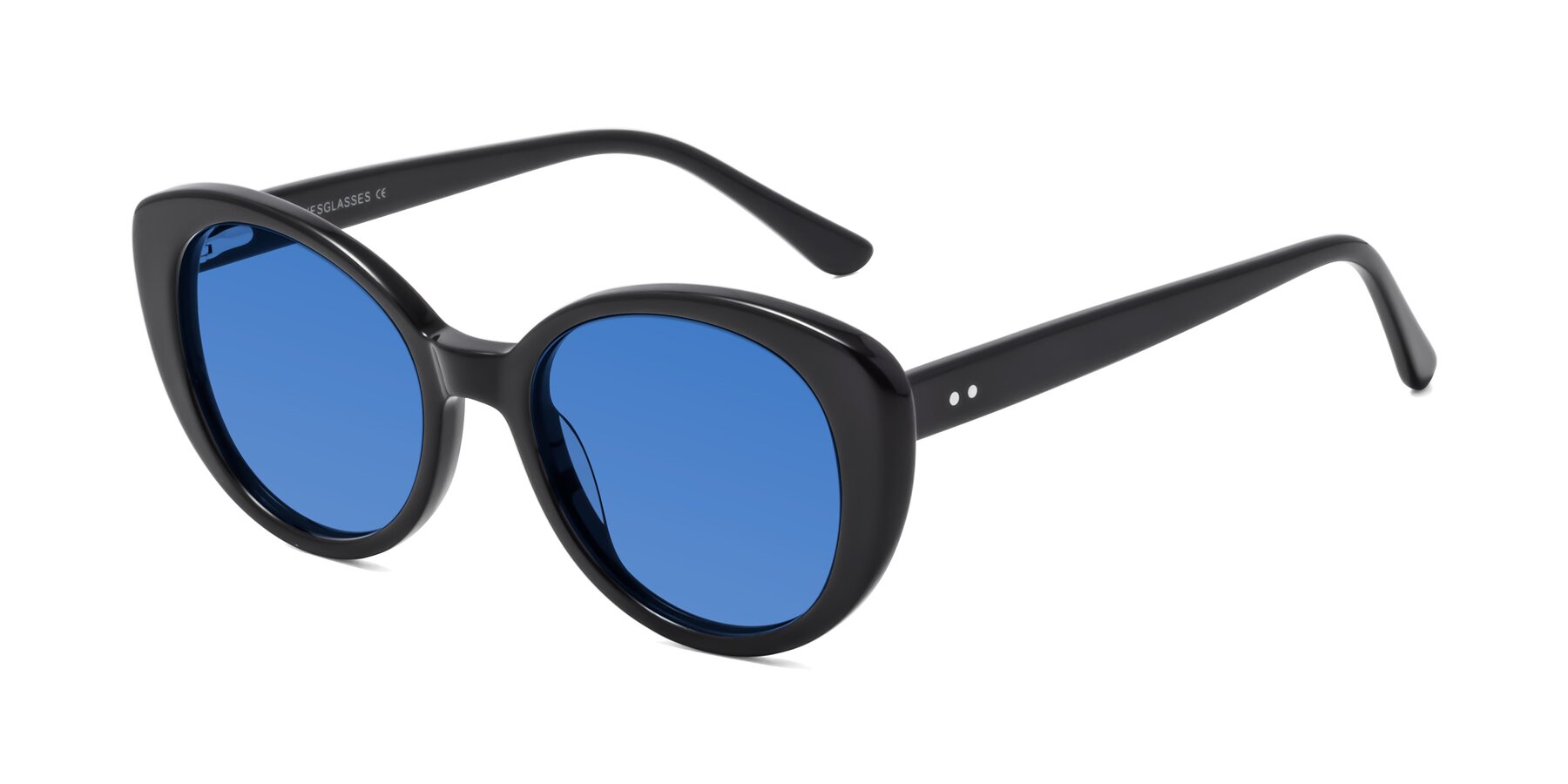 Angle of Pebble in Black with Blue Tinted Lenses