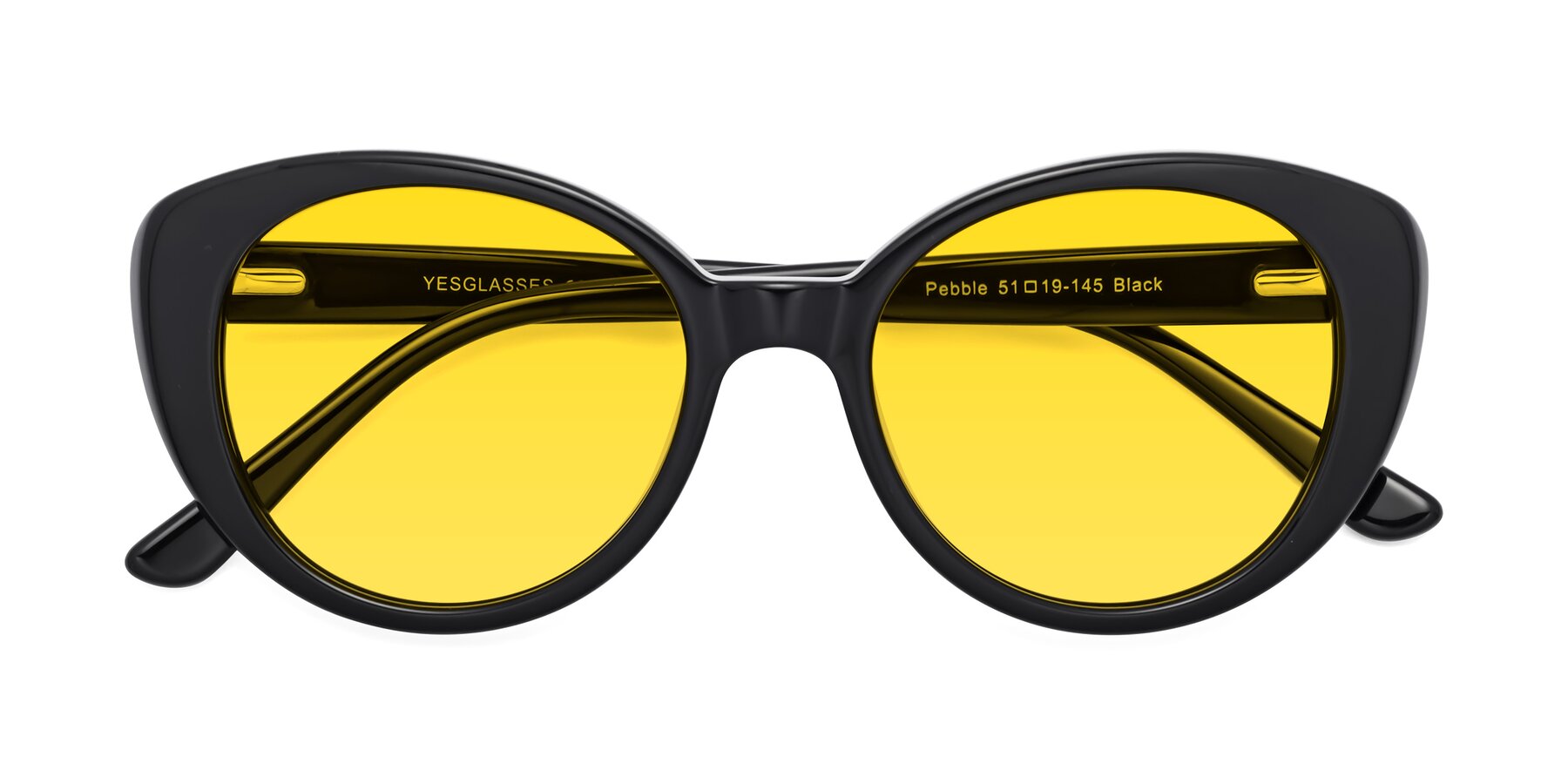 Folded Front of Pebble in Black with Yellow Tinted Lenses