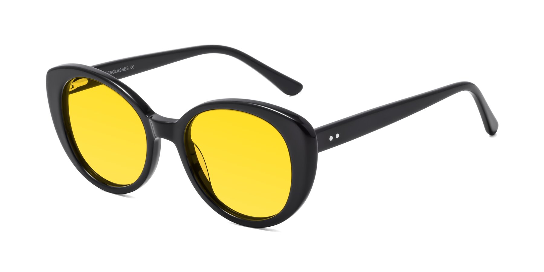 Angle of Pebble in Black with Yellow Tinted Lenses
