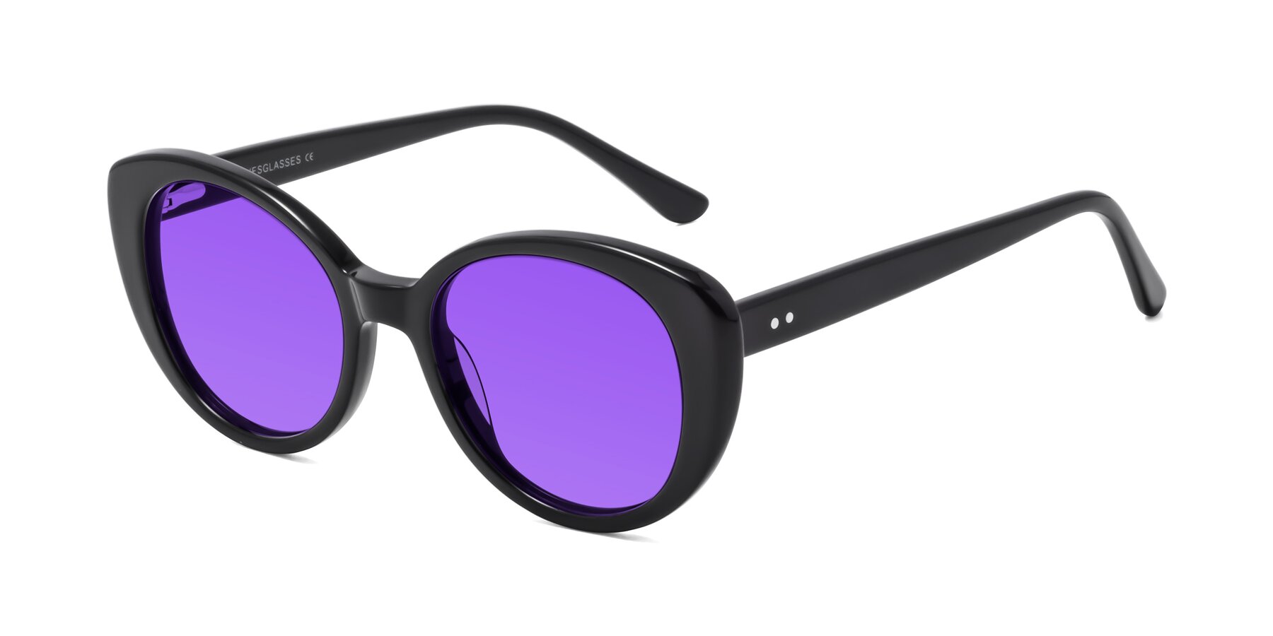 Angle of Pebble in Black with Purple Tinted Lenses