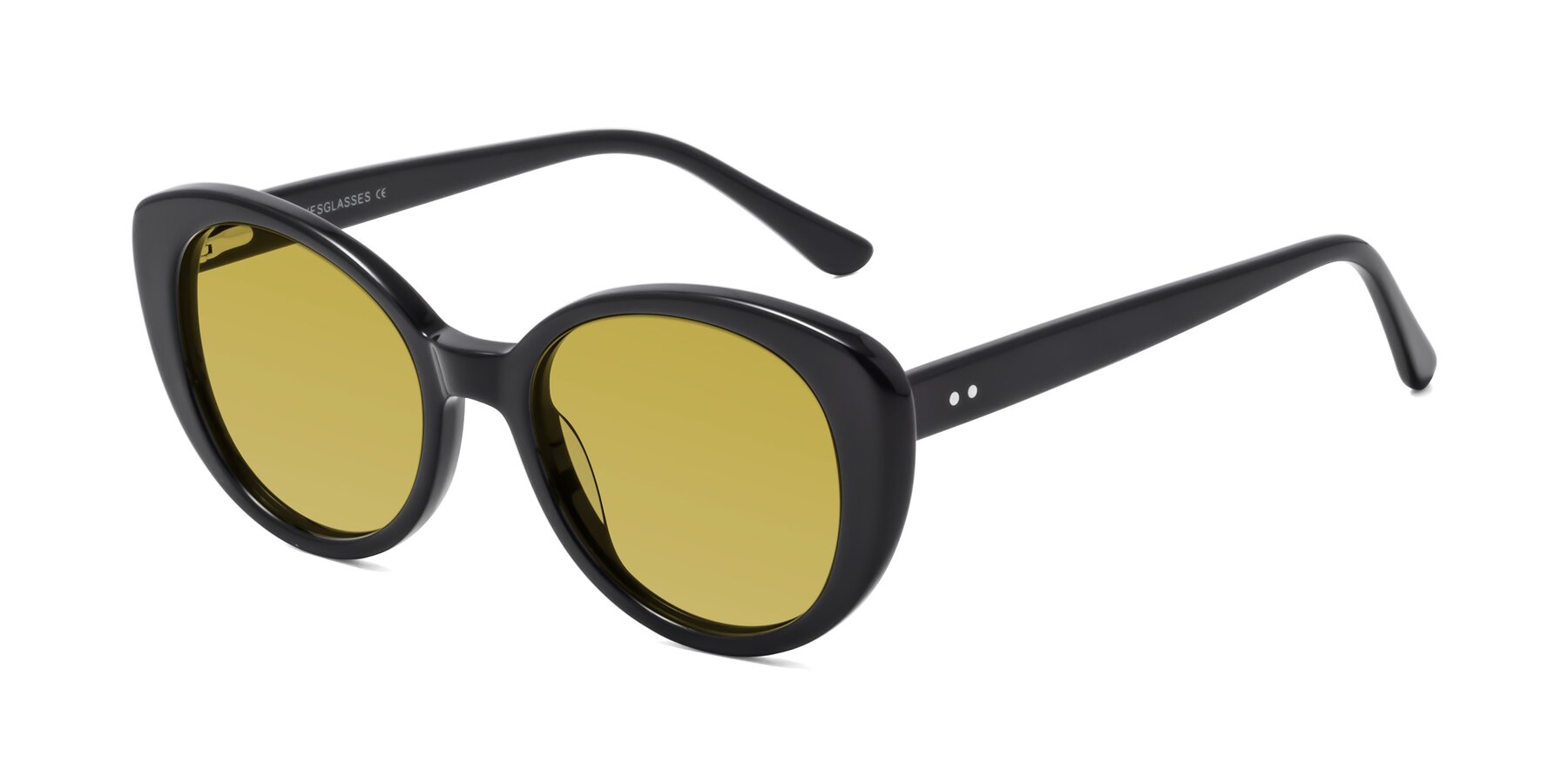 Angle of Pebble in Black with Champagne Tinted Lenses