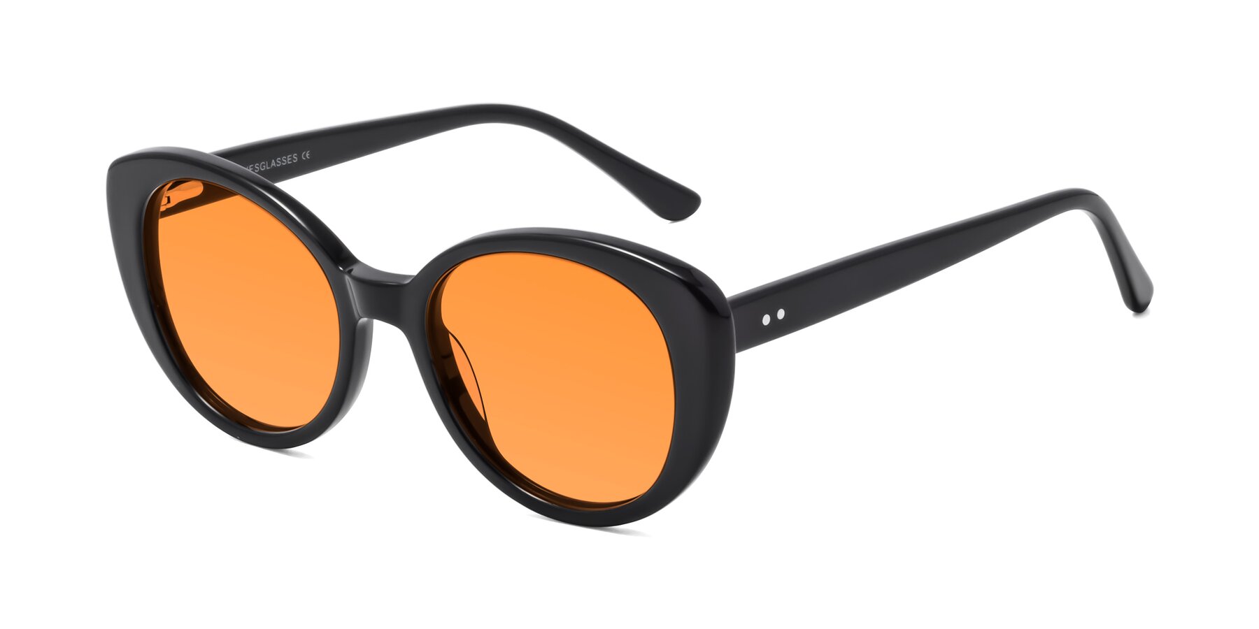 Angle of Pebble in Black with Orange Tinted Lenses