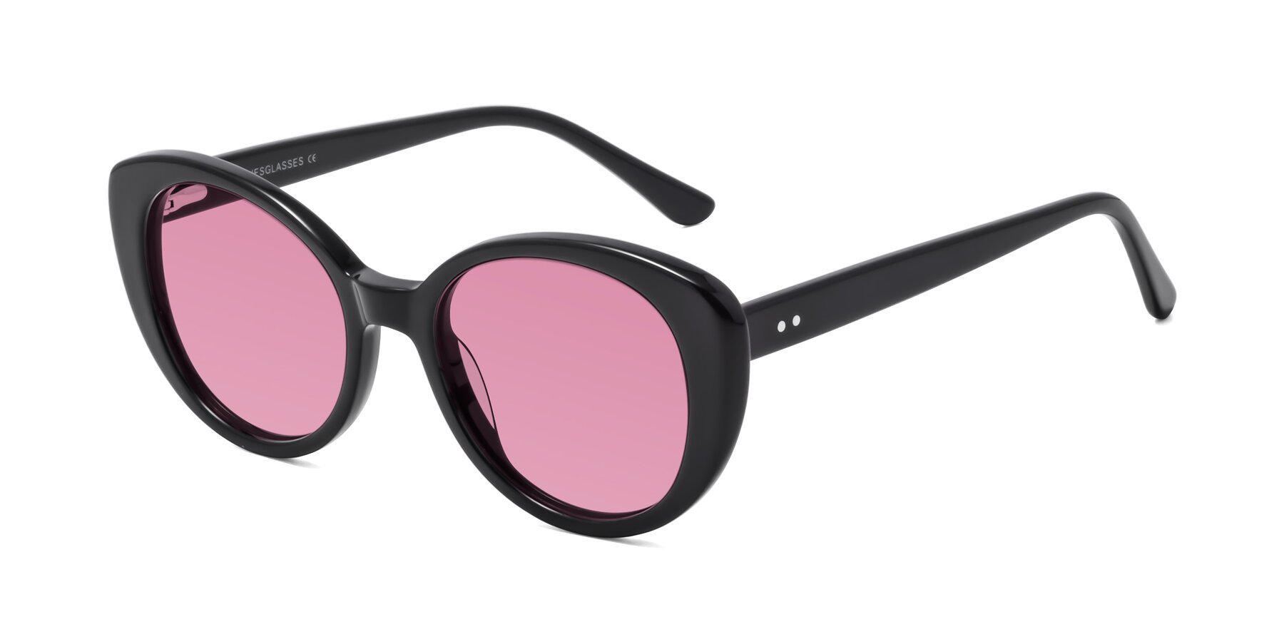 Angle of Pebble in Black with Medium Wine Tinted Lenses