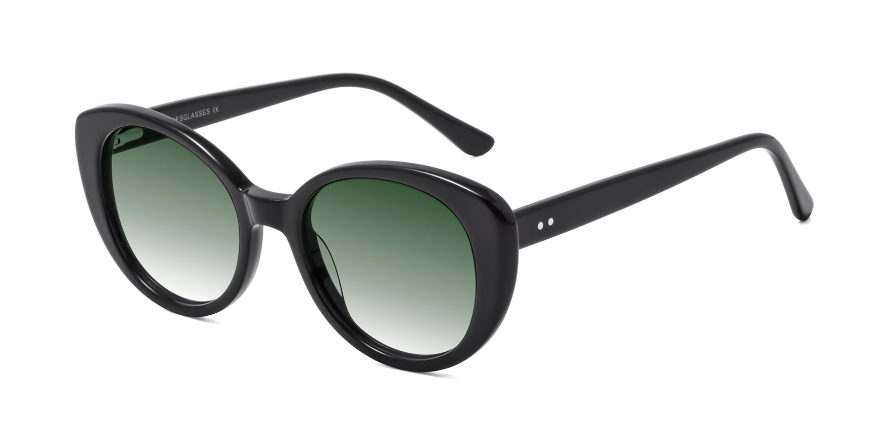 Angle of Pebble in Black with Green Gradient Lenses