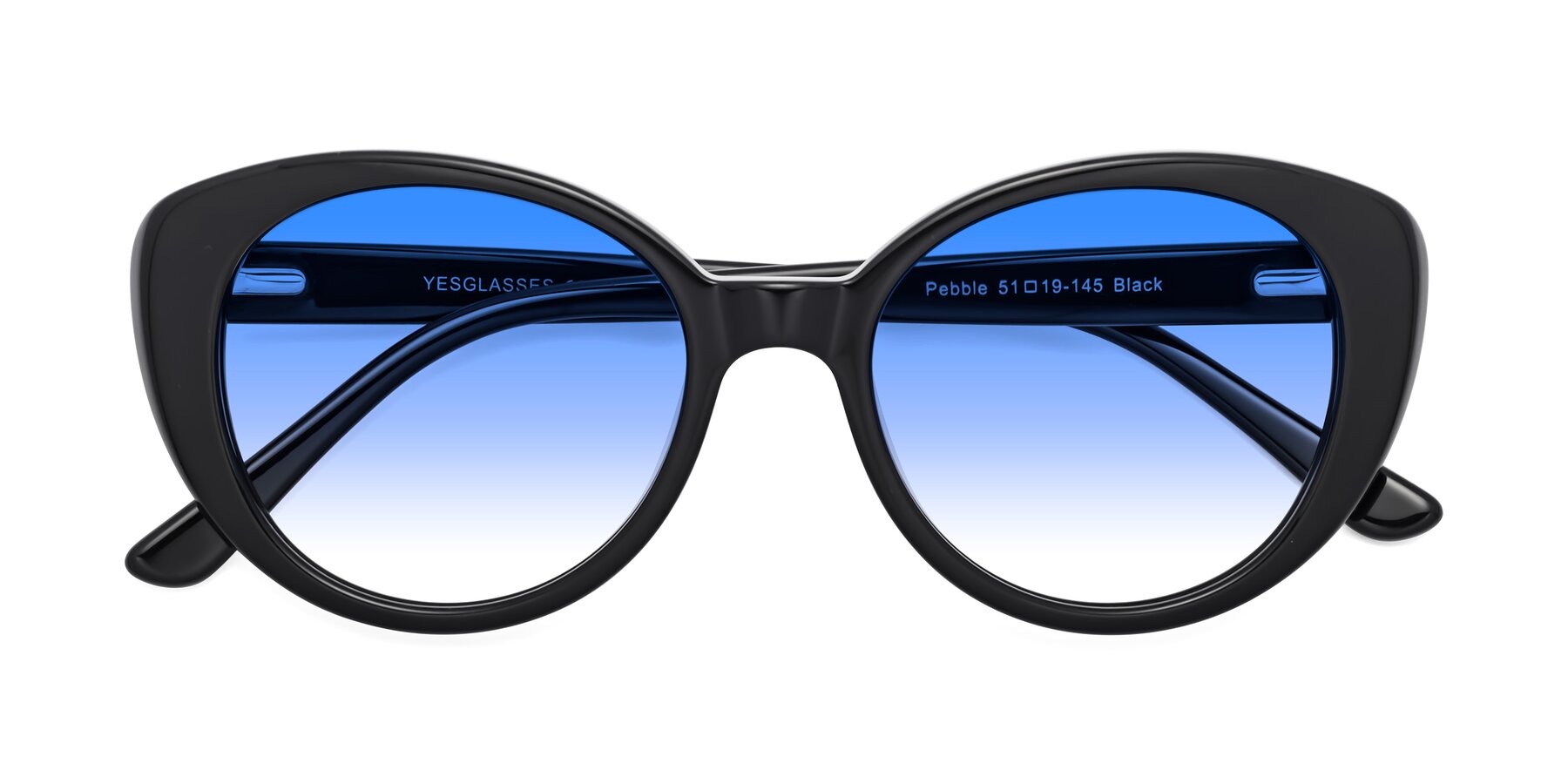 Folded Front of Pebble in Black with Blue Gradient Lenses