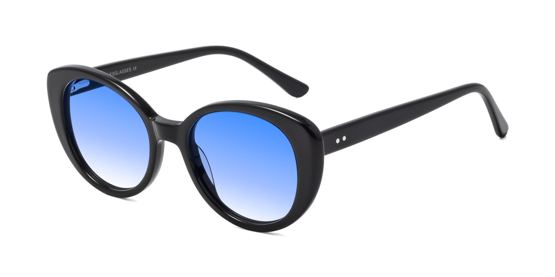 Angle of Pebble in Black with Blue Gradient Lenses